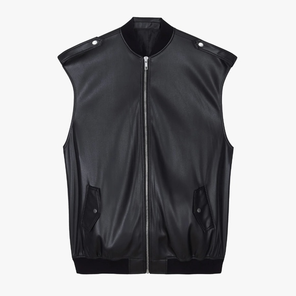 NWT The Frankie Shop Slane Sleeveless Faux Leather Jacket Black XS/S - Picture 12 of 12